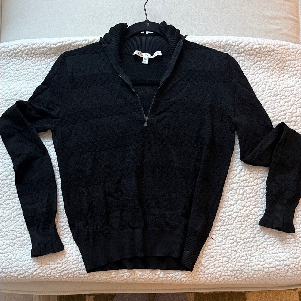 Veronica Beard Black Textured Zip-Up